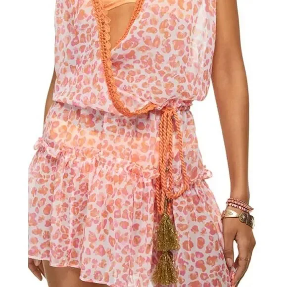 Ramy Brook NWT Donica Leopard print swim cover up dress size Large - Picture 5 of 12